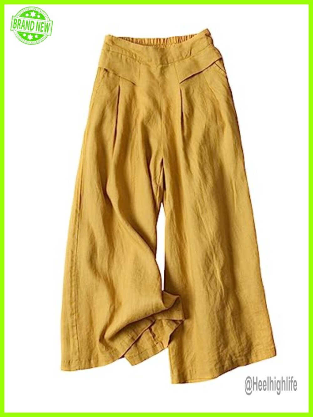 Womens Linen Cropped Wide Leg Palazzo Culottes Pants Trousers